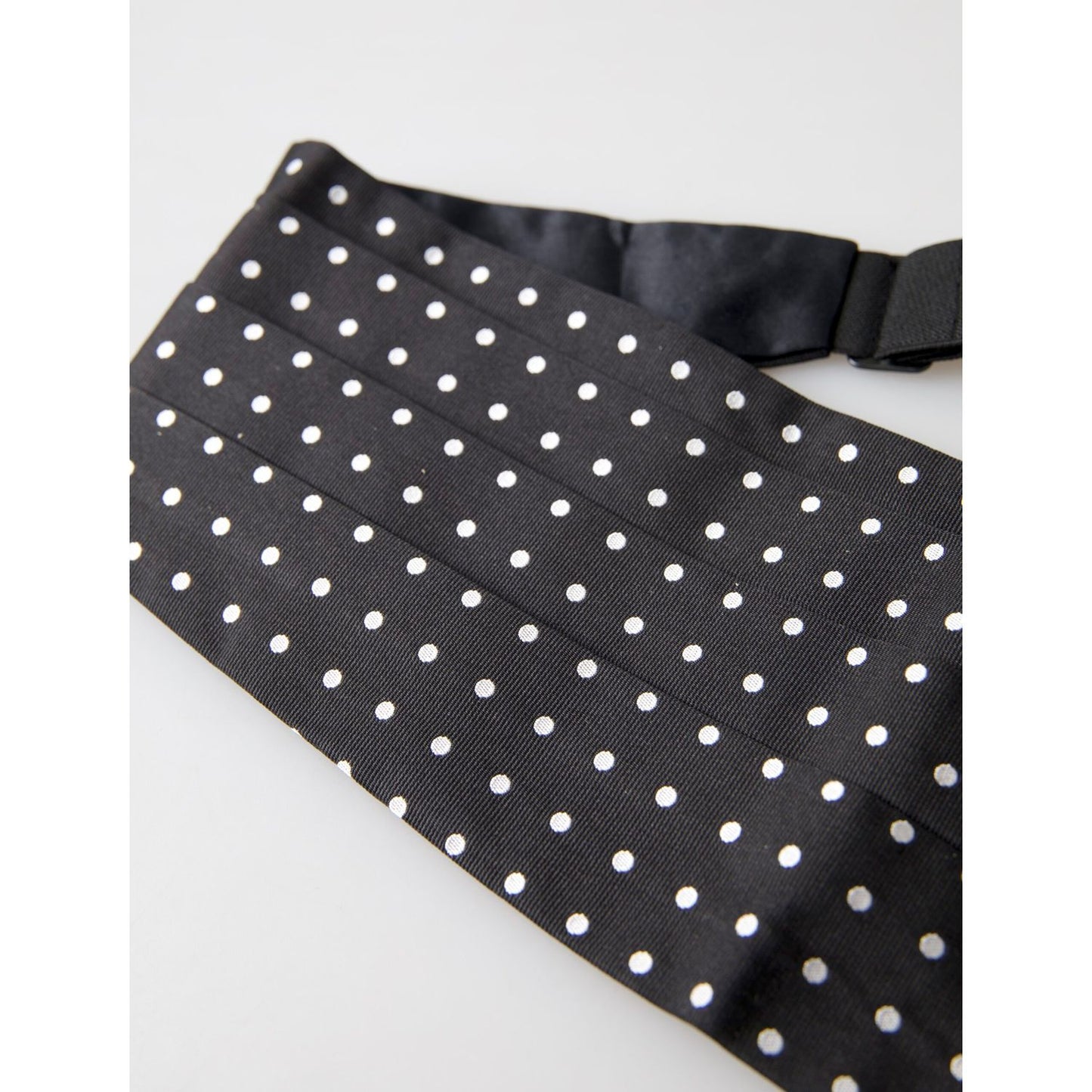 Dolce & Gabbana Black Silk Polka Waist Tuxedo Belt Cummerbund