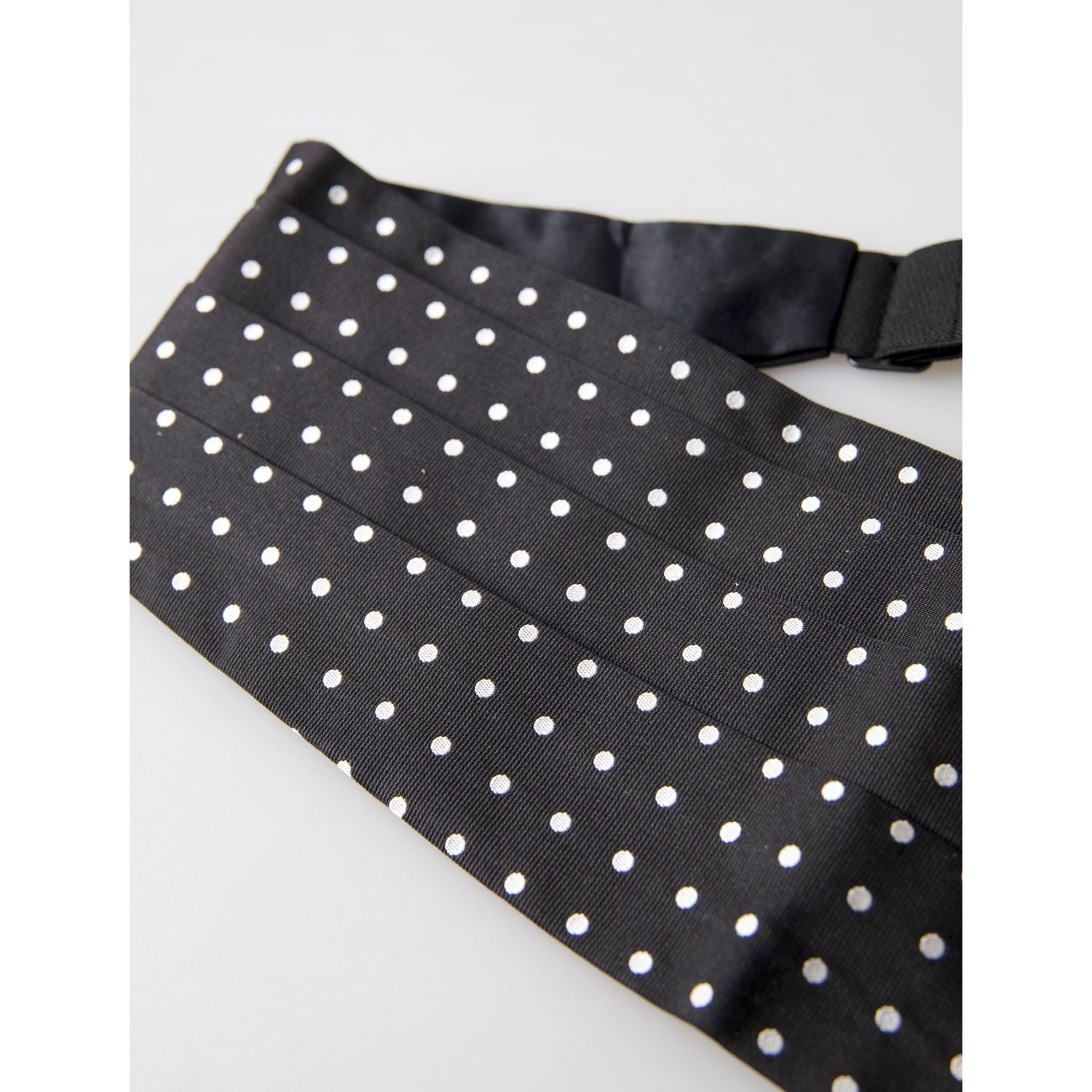 Dolce & Gabbana Black Silk Polka Waist Tuxedo Belt Cummerbund