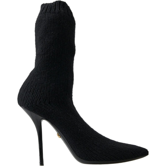 Dolce & Gabbana Black Stiletto Heel Mid Calf Women Boot Shoes