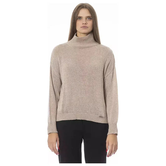 Baldinini Trend Beige Viscose Women Sweater Baldinini Trend Dark Gray
