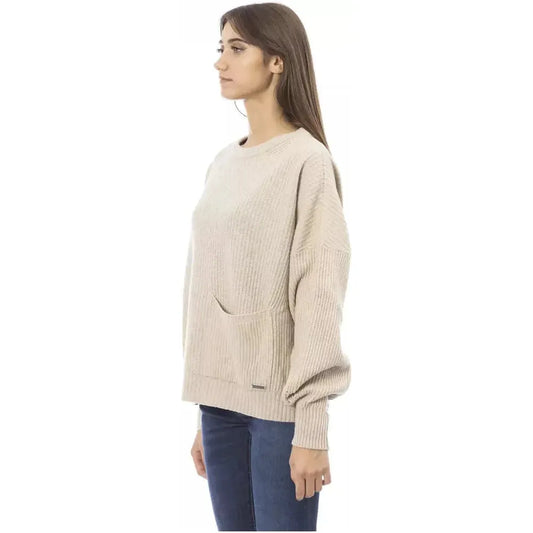 Baldinini Trend Beige Wool Women Sweater Baldinini Trend Light Gray