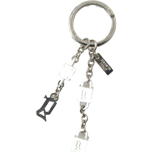 Dolce & Gabbana Silver Brass Logo Charm Keychain Dolce & Gabbana Gray
