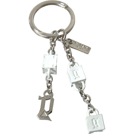 Dolce & Gabbana Silver Brass Logo Charm Keychain Dolce & Gabbana Rosy Brown