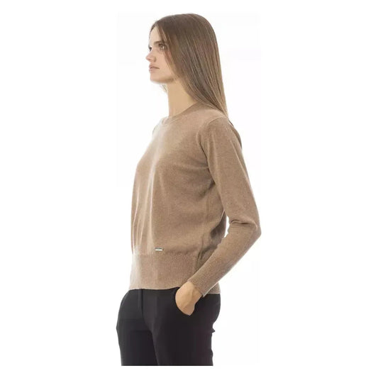 Baldinini Trend Beige Wool Women Sweater Baldinini Trend Rosy Brown