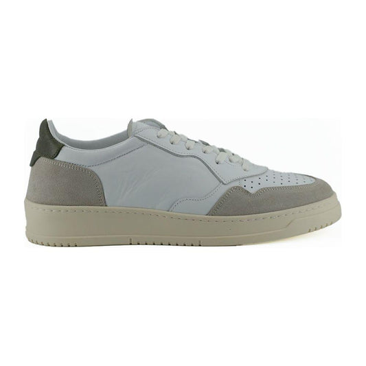 Saxone of Scotland Elegant White Leather Sneakers Saxone of Scotland Light Slate Gray