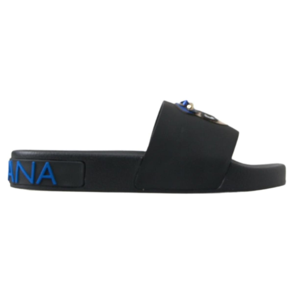 Dolce & Gabbana Black Slides Sandals Beach Saint Barth Shoes