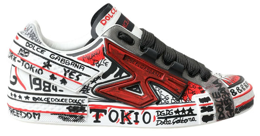 Dolce & Gabbana Multicolor Hand-Painted Leather Sneakers Dolce & Gabbana Dark Slate Gray