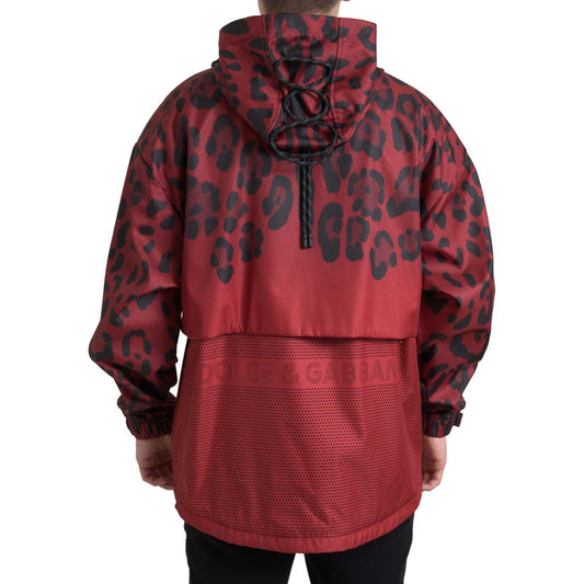 Dolce & Gabbana Radiant Red Leopard Print Hooded Jacket Dolce & Gabbana Saddle Brown