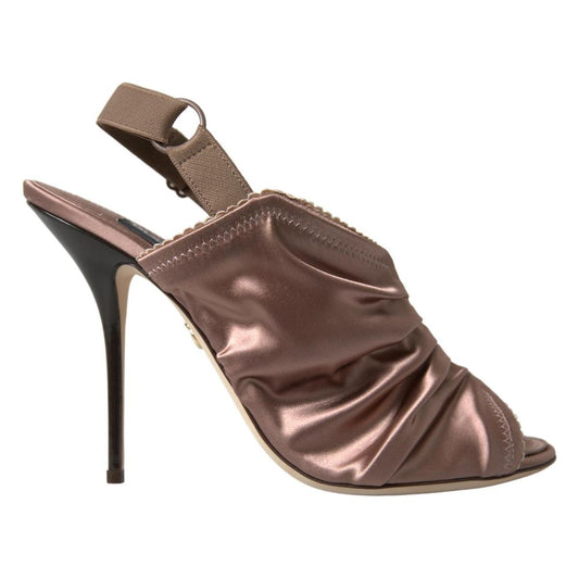 Dolce & Gabbana Elegant Slingback Stiletto Heels in Light Brown Dolce & Gabbana Dark Olive Green