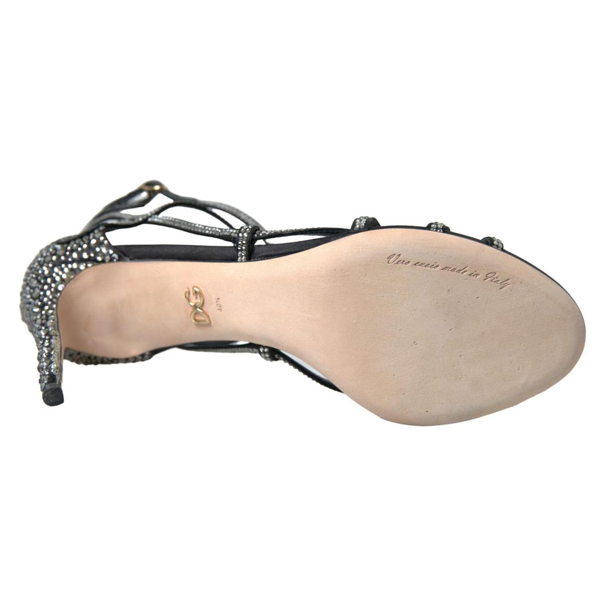 Dolce & Gabbana Rhinestone Stiletto Sandal Satin Shoes