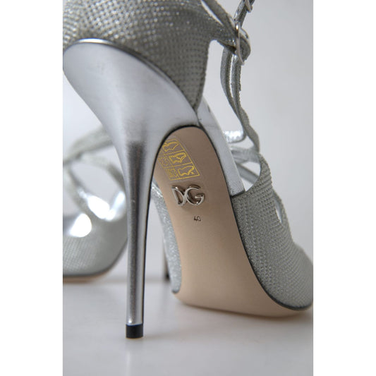 Dolce & Gabbana Elegant Shimmering Silver High-Heeled Sandals Dolce & Gabbana Dark Gray
