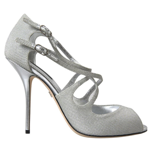 Dolce & Gabbana Elegant Shimmering Silver High-Heeled Sandals Dolce & Gabbana Dark Gray
