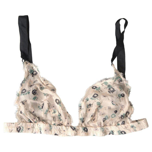 Costume National Elegant Floral Print Beige Bra Costume National Gray