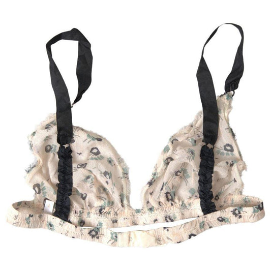 Costume National Elegant Floral Print Beige Bra Costume National Light Gray