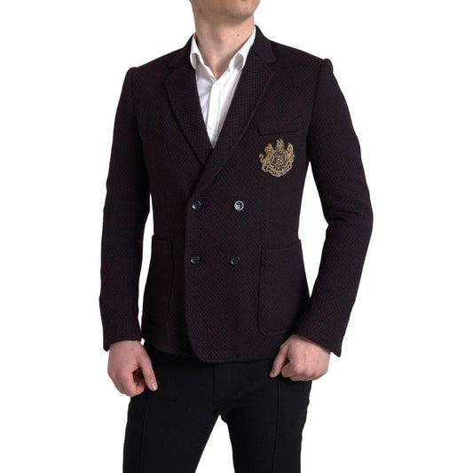 Dolce & Gabbana Elegant Purple Double Breasted Wool Blazer Dolce & Gabbana Black