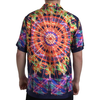 Dolce & Gabbana Multicolor Luminarie Print Men Shirt Silk