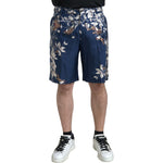 Dolce & Gabbana Blue Floral Print Silk Men Bermuda Shorts PAN74843-46