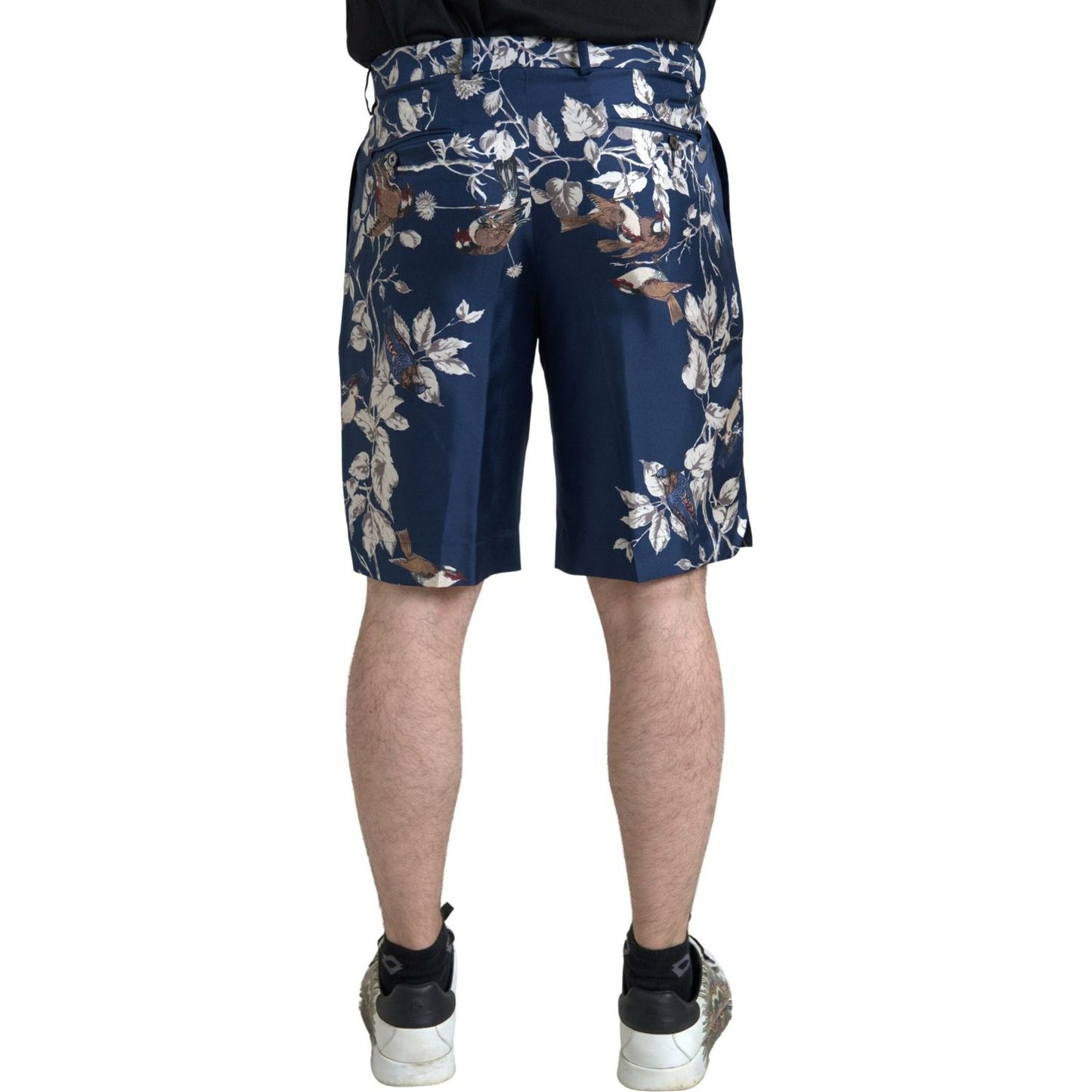 Dolce & Gabbana Blue Floral Print Silk Men Bermuda Shorts PAN74843-46