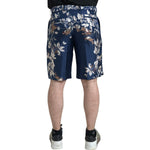 Dolce & Gabbana Blue Floral Print Silk Men Bermuda Shorts PAN74843-46