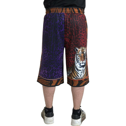 Dolce & Gabbana Multicolor Tiger Print Men Bermuda Shorts