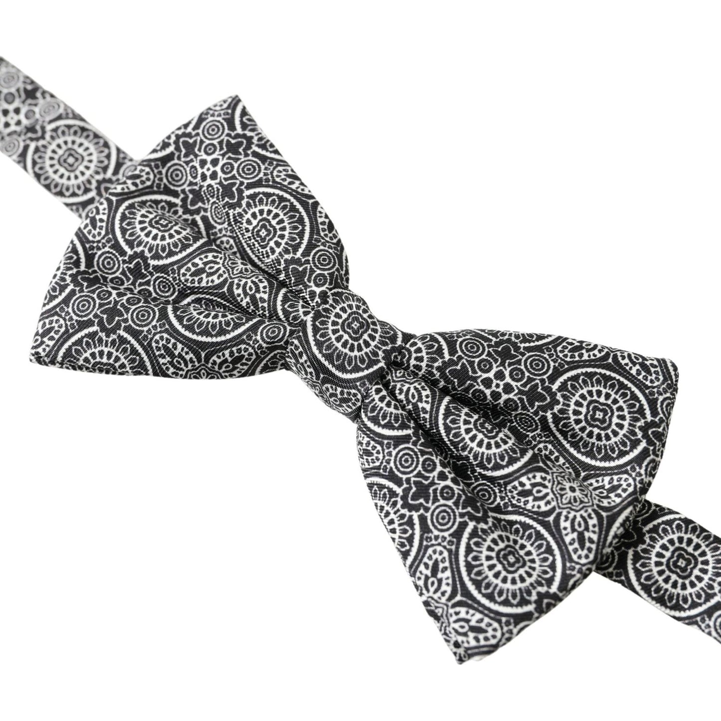 Dolce & Gabbana Black White Pattern Adjustable Neck Papillon Bow Tie
