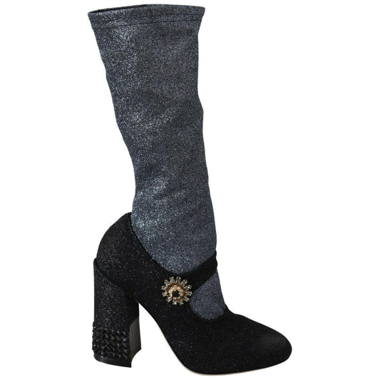 Dolce & Gabbana Glamorous Crystal-Embellished Booties Dolce & Gabbana Dark Slate Gray