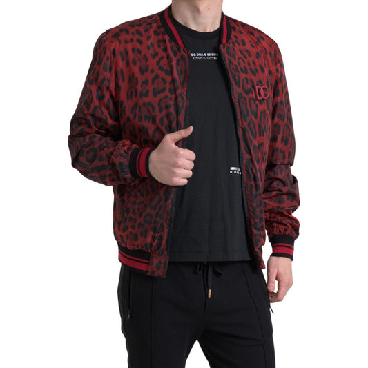 Dolce & Gabbana Red Leopard Print Bomber Jacket Dolce & Gabbana Black