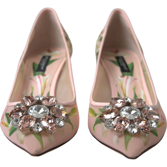 Dolce & Gabbana Elegant Pink Floral Crystal Pumps Dolce & Gabbana Rosy Brown