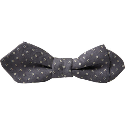 Dolce & Gabbana Gray Polka Dots Silk Adjustable Neck Papillon Bow Tie