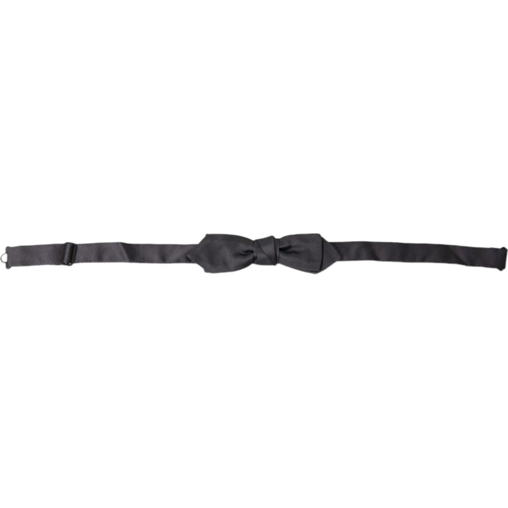 Dolce & Gabbana Dark Gray Silk Adjustable Neck Men Papillon Bow Tie
