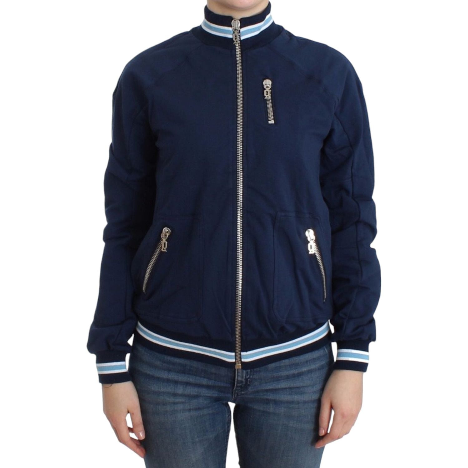 John Galliano Blue zip cotton cardigan