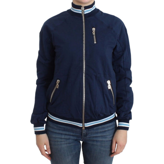John Galliano Chic Blue Zip Cardigan with Logo Detail John Galliano Dark Slate Gray