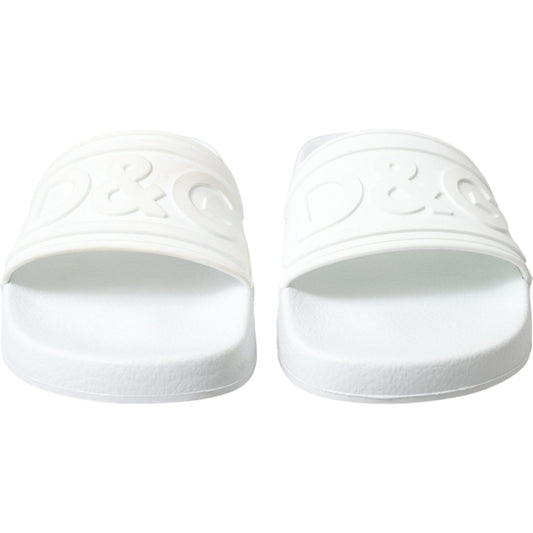 Dolce & Gabbana Elegant White Logo Slides Dolce & Gabbana White Smoke