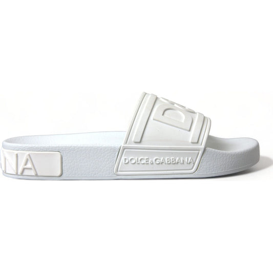 Dolce & Gabbana Elegant White Logo Slides Dolce & Gabbana Light Gray