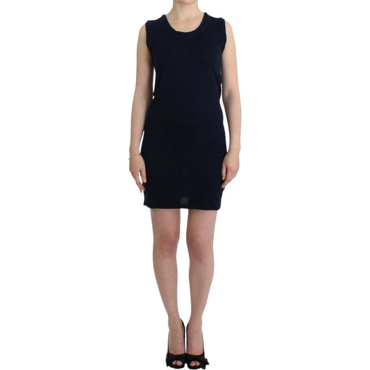 John Galliano Elegant Knee-Length Blue Cotton Dress John Galliano Rosy Brown