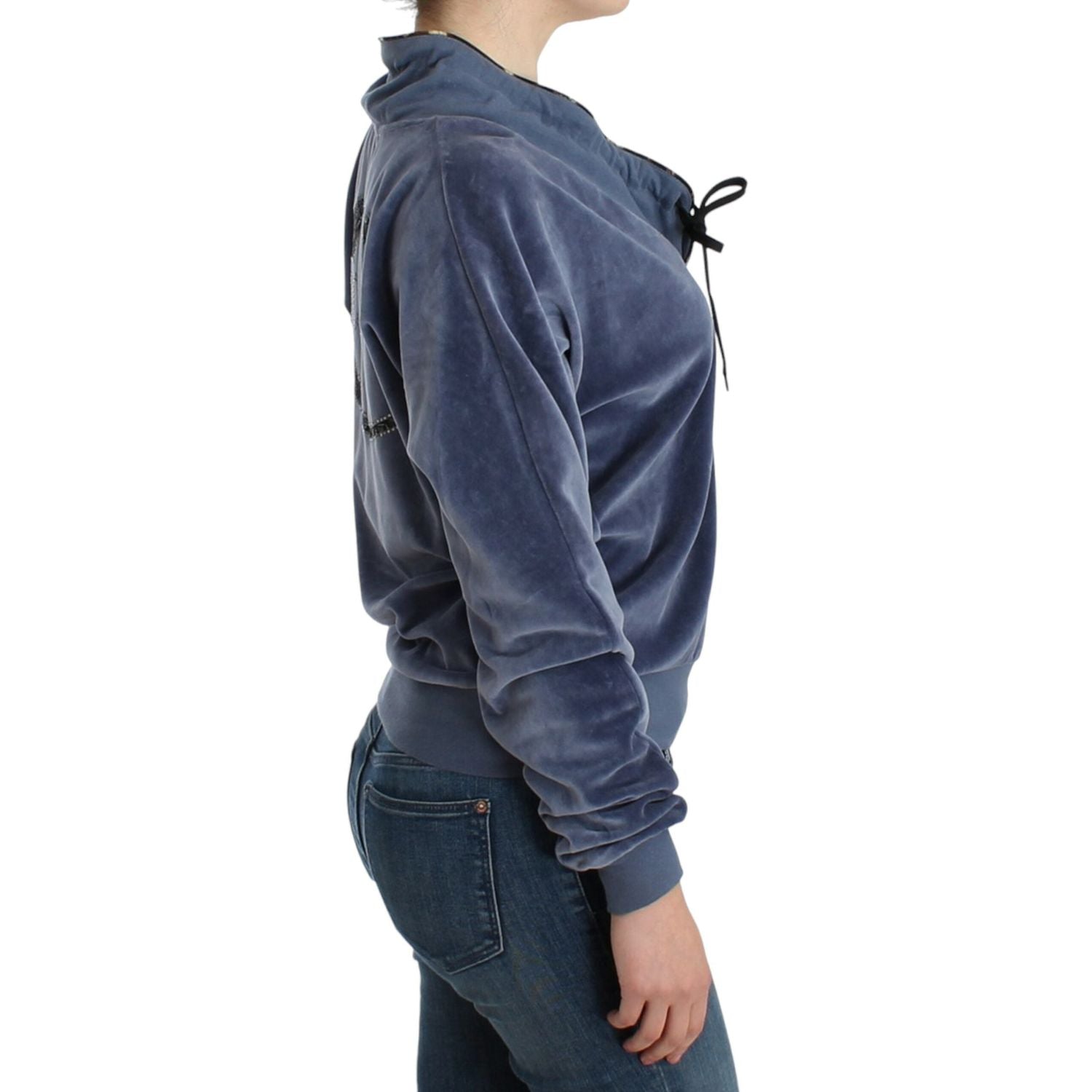 Cavalli Blue velvet cotton sweater