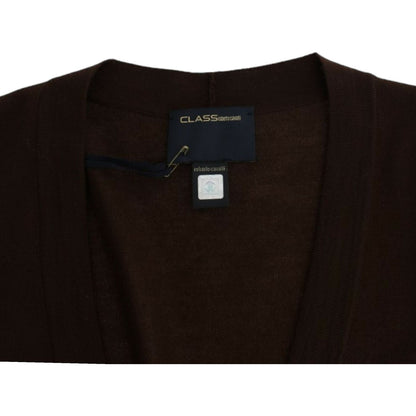 Cavalli Brown cropped wool cardigan 1728,67345645728,Brown,Cardigans - Sweaters - Clothing,Cavalli,Clothing,IT42|M,IT44|L,Material: 100% Virgin Wool,New with tags,Sweaters - Clothing,Sweaters - Women - Clothing,Women,Women - Clothing