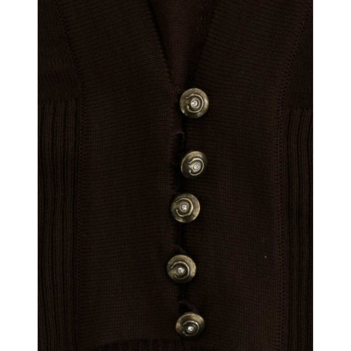 Cavalli Brown cropped wool cardigan 1728,67345645728,Brown,Cardigans - Sweaters - Clothing,Cavalli,Clothing,IT42|M,IT44|L,Material: 100% Virgin Wool,New with tags,Sweaters - Clothing,Sweaters - Women - Clothing,Women,Women - Clothing