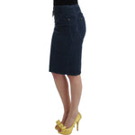 Cavalli Elegant Blue Pencil Skirt Cavalli Rosy Brown