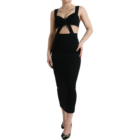 Dolce & Gabbana Black Cut Out Sleeveless Bodycon Midi Dress DR28934-38
