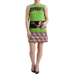 Dolce & Gabbana Apple Green Sleeveless Panelled Shift Dress