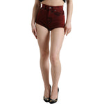Dolce & Gabbana Red Stretch High Waist Denim Hot Pants Shorts
