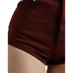 Dolce & Gabbana Red Stretch High Waist Denim Hot Pants Shorts