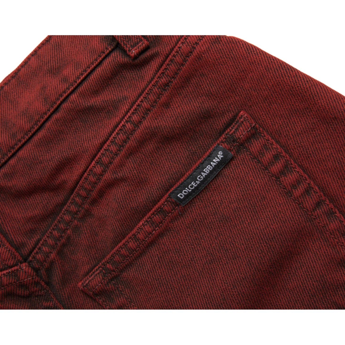 Dolce & Gabbana Red Stretch High Waist Denim Hot Pants Shorts