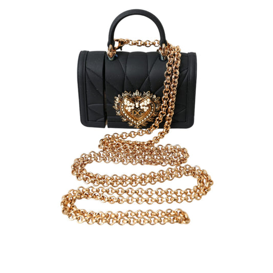 Dolce & Gabbana Black Silicone Devotion Heart Gold Chain Airpods Case
