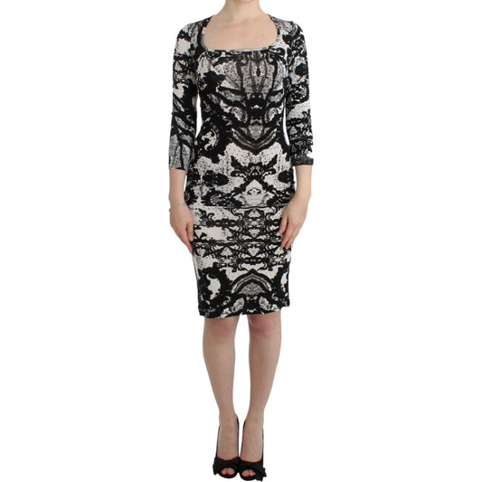 Cavalli Elegant Printed Jersey Sheath Dress Cavalli Rosy Brown