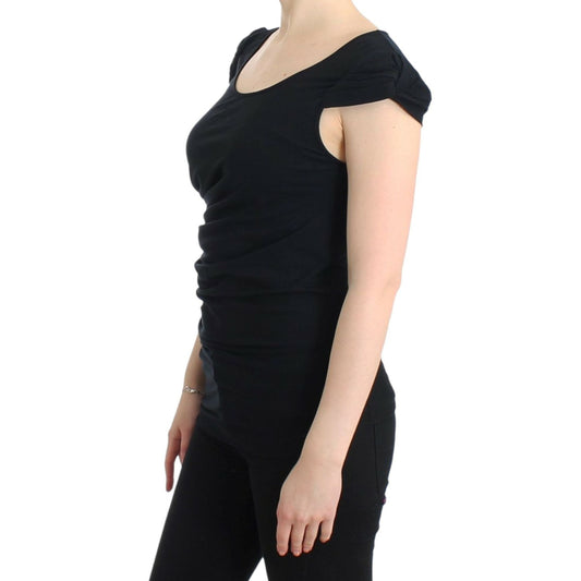 Cavalli Elegant Cap Sleeve Black Top Cavalli Black
