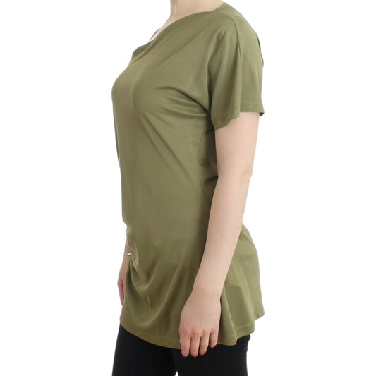 Cavalli Elegant Green Jersey Blouse with Gold Accents Cavalli Dim Gray