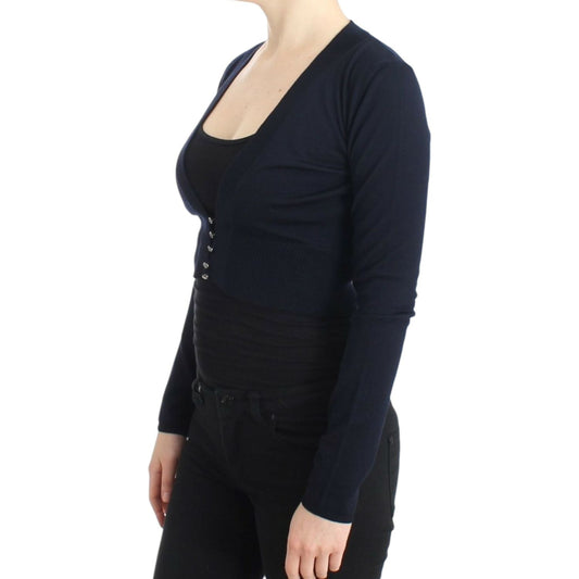 Cavalli Elegant Cropped Virgin Wool Cardigan Cavalli Black