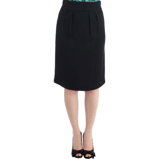 Cavalli Elegant Black Wool Pencil Skirt Cavalli Tan